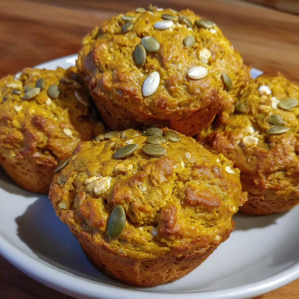 Close-up of a sliced Cottage Cheese Pumpkin Muffins showing its moist, fluffy texture.