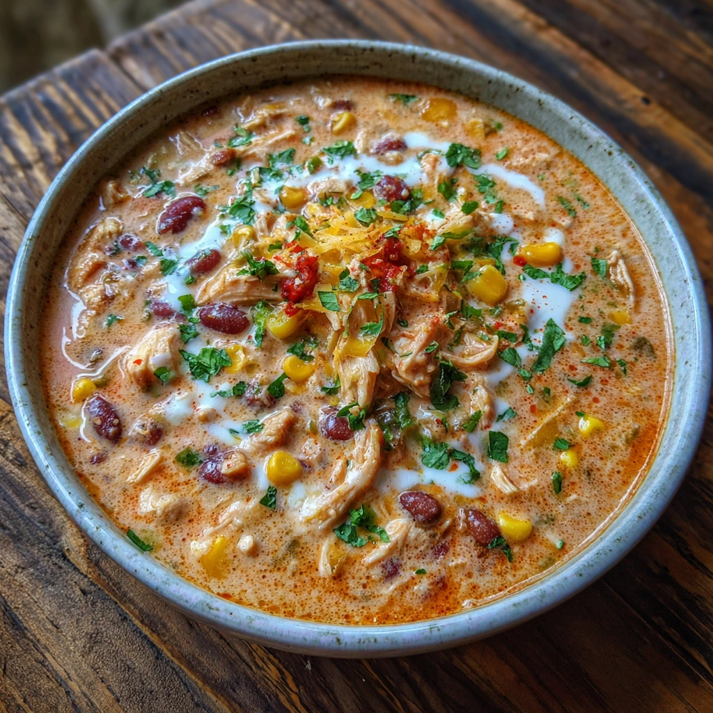 Garnished bowl of soup surrounded by fresh ingredients