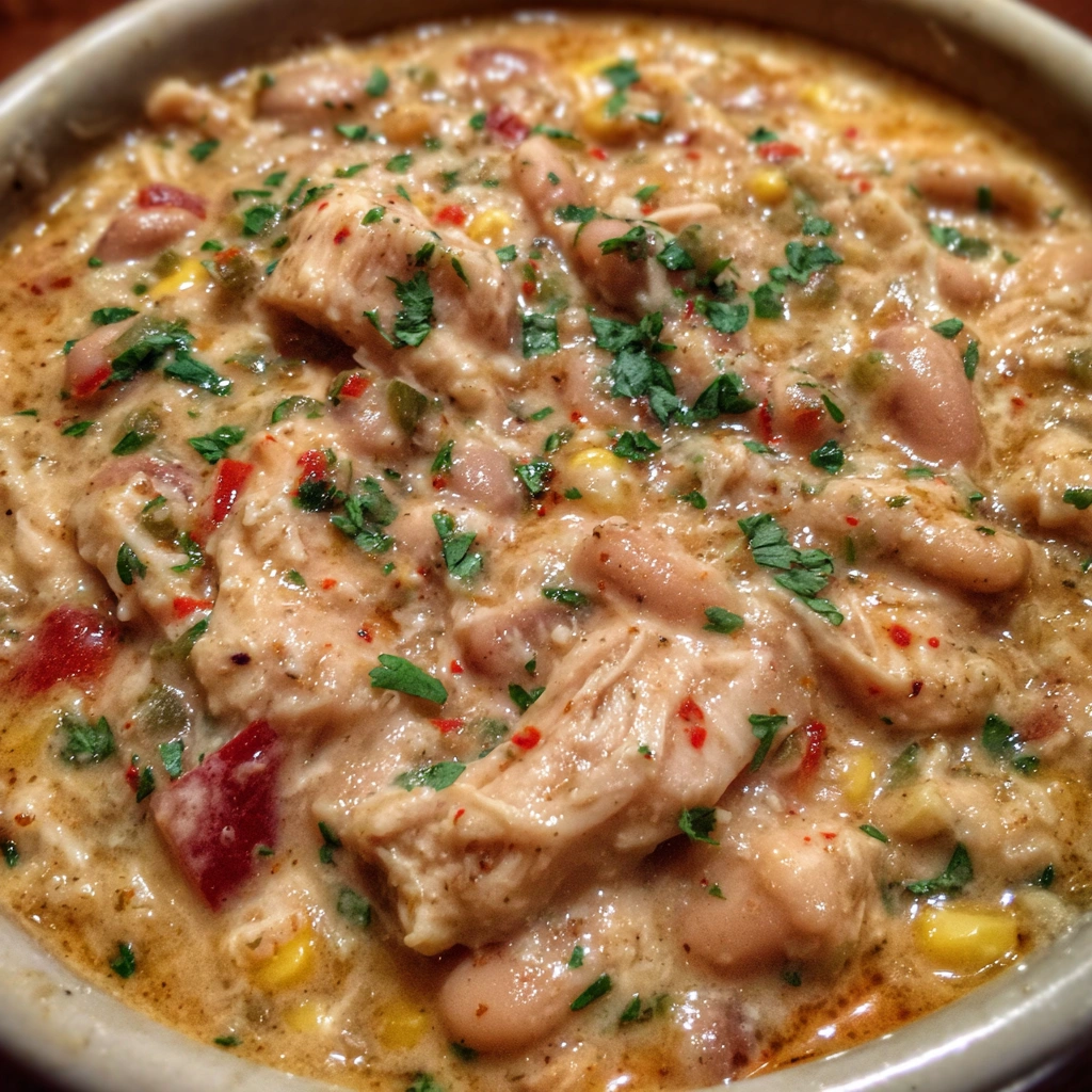 Creamiest Crockpot Cream Cheese Chicken Chili